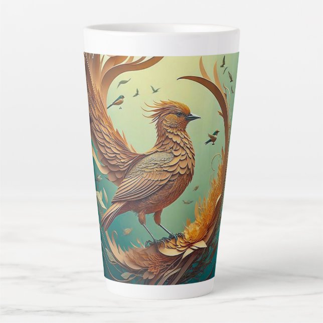 Latte Caneca de Café com Leite (Pássaro Marrom) (Frente)