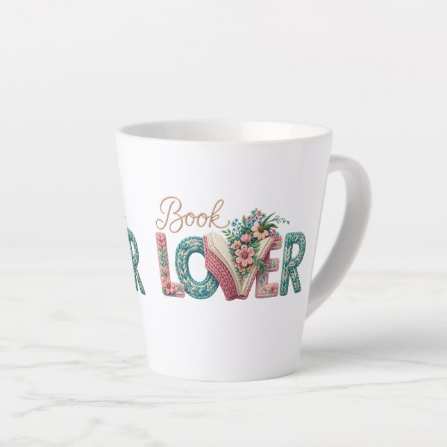 Latte Caneca de Café com Leite Pastel Amante de Livros (Ângulo direito)