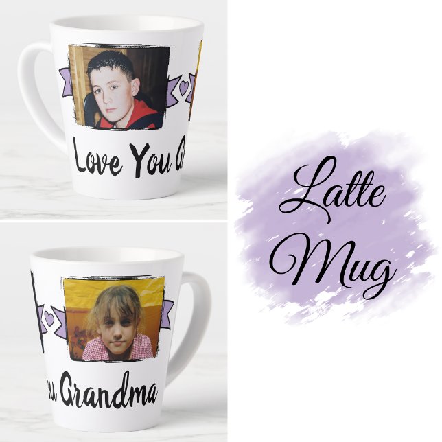 Latte Caneca de café com leite roxa 2 fotos amo você vó (Criador carregado)