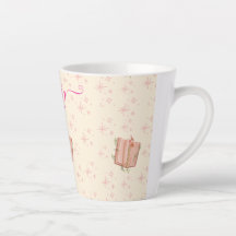 Caneca de Café com Livro Rosa e Estrelas Caprichos