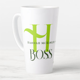 Latte Caneca de Café com Monograma de Folhas Tropicais p