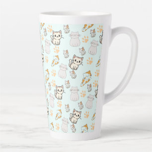 Latte Caneca de Café com Padrão de Gatinhos Kawaii Fofos