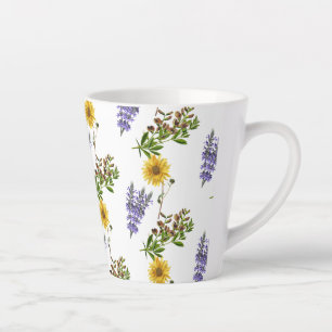 Latte Caneca de Café com Padrão de Lavanda e Girassol Fl