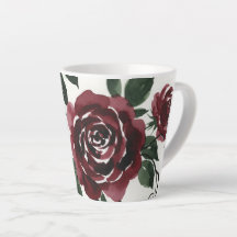 Caneca de Café com Rosas Vermelhas Escuras em Aqua