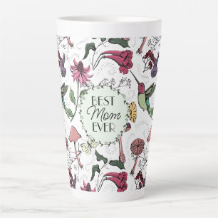 Latte Caneca de Café com Tema de Beija-flor e Flores par