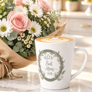 Latte Caneca de Café com Tema de Coroa e Grinalda para a