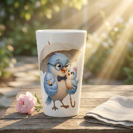 Latte Caneca de Café com Tema de Pássaros Sob Meu Guarda