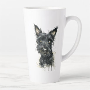 Latte Caneca de Café com Tema de Scottish Terrier Preto