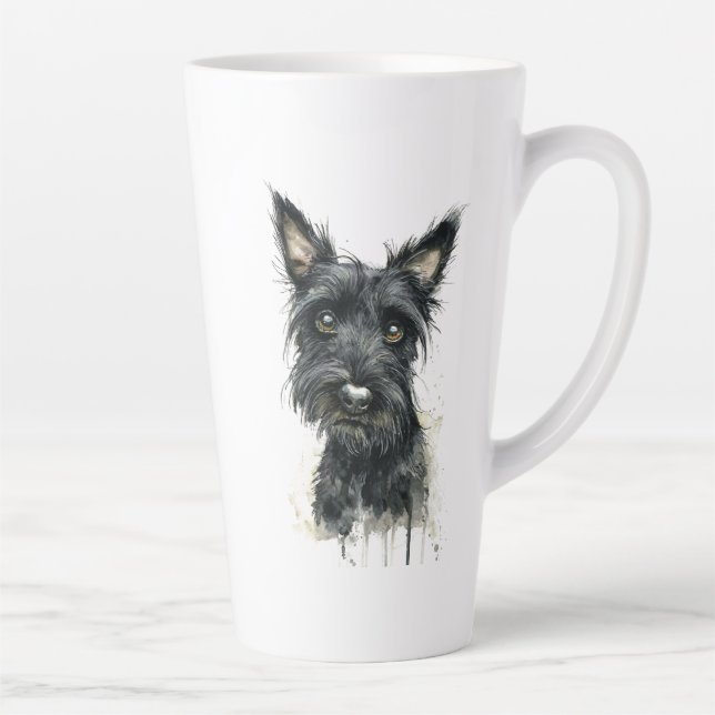 Latte Caneca de Café com Tema de Scottish Terrier Preto (Direita)