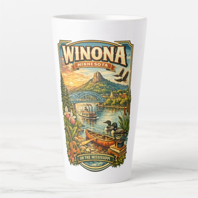 Latte Caneca de Café com Tema de Winona, MN Minnesota So (Frente)