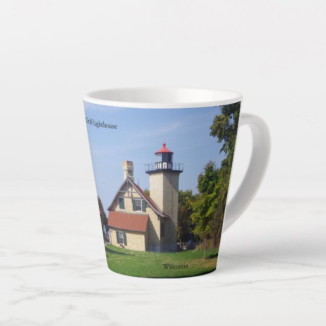 Latte Caneca de café com tema do Farol Eagle Bluff (Ângulo direito)