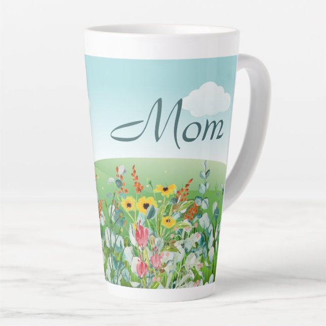 Latte Caneca de Café da Manhã Jardim de Flores Silvestre (Ângulo direito)