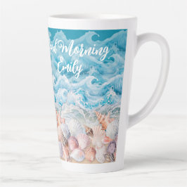 Latte Caneca de Café da Manhã Personalizada de Praia
