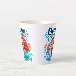 Latte Caneca de Café da Sereia Fofa Amigos do Oceano Gol