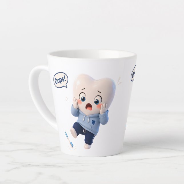 Latte Caneca de Café de Dente Fofo Momento Oops Dental (Ângulo esquerdo)