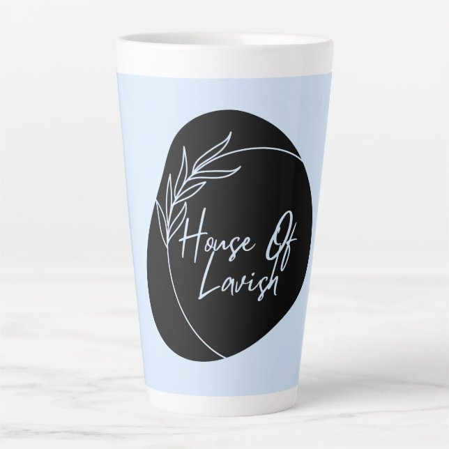 Latte Caneca de Café de Luxo Black Oval Botânico (Frente)