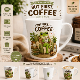 Latte Caneca de Café de Sapo Fofo Apaixonado por Café |