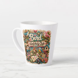Latte Caneca de Café do Clube de Observação de Pássaros