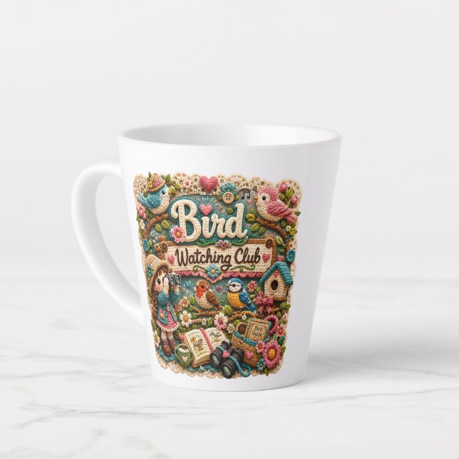 Latte Caneca de Café do Clube de Observação de Pássaros  (Ângulo esquerdo)