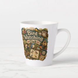 Latte Caneca de Café do Clube de Observação de Pássaros