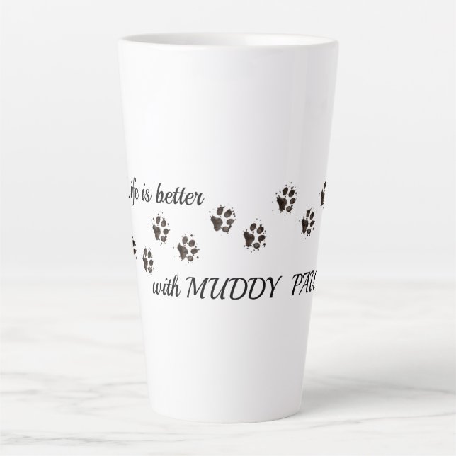 Latte Caneca de café Dog Latte, Caneca engraçada com imp (Frente)