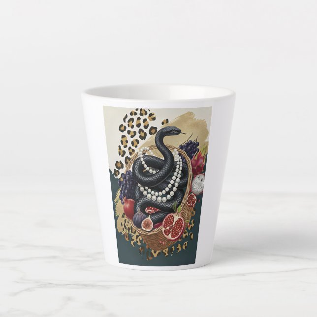 Latte Caneca de Café Ecletica de Cobra com Pérolas, Chic (Frente)