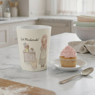Latte Caneca de Café Eid Mubarak Presente Muçulmano