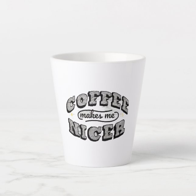 Latte Caneca de Café Engraçada - "Café Me Torna Mais Sim (Frente)