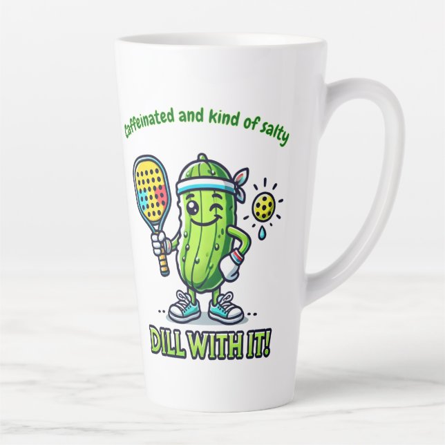 Latte Caneca de café engraçada de pickleball, utensílios (Direita)