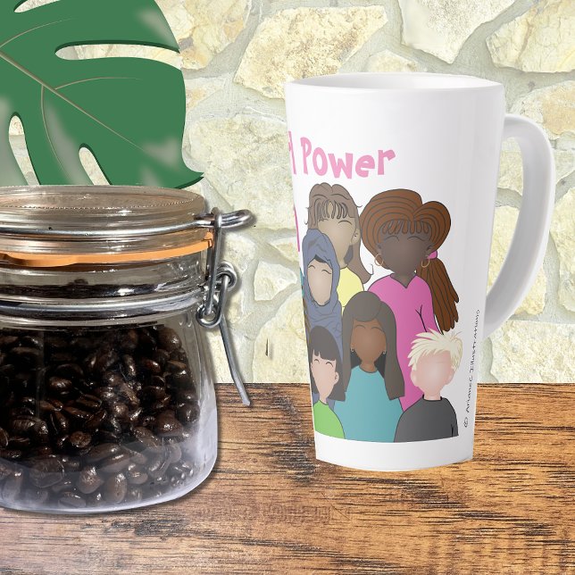 Latte Caneca de Café Feminista Girl Power (Criador carregado)