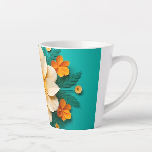 Latte Caneca de Café Flor Amarela Presente para Amantes  (Direita)