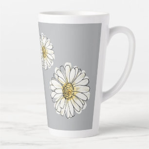 Latte Caneca de Café Floral Amarelo Cinza Moderno
