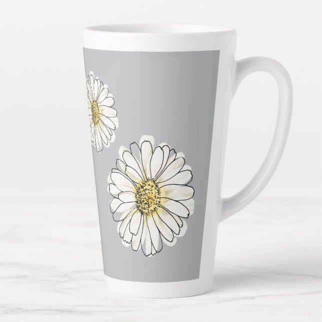 Latte Caneca de Café Floral Amarelo Cinza Moderno (Direita)