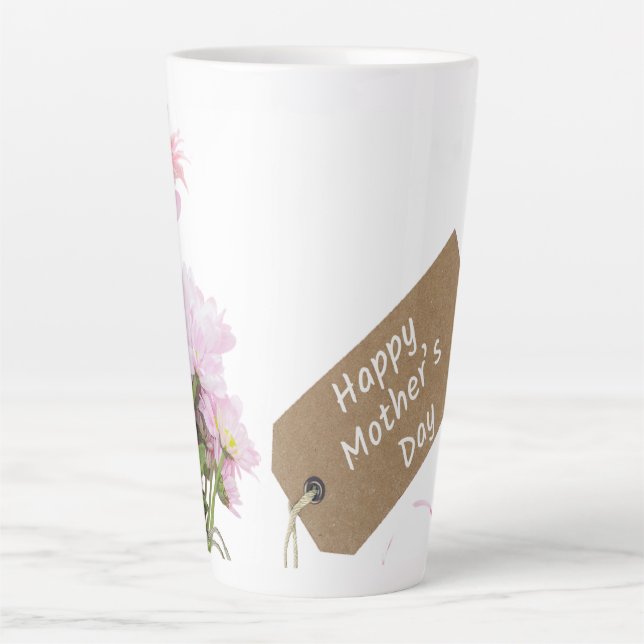 Latte Caneca de Café Floral do Dia das Mães (Frente)