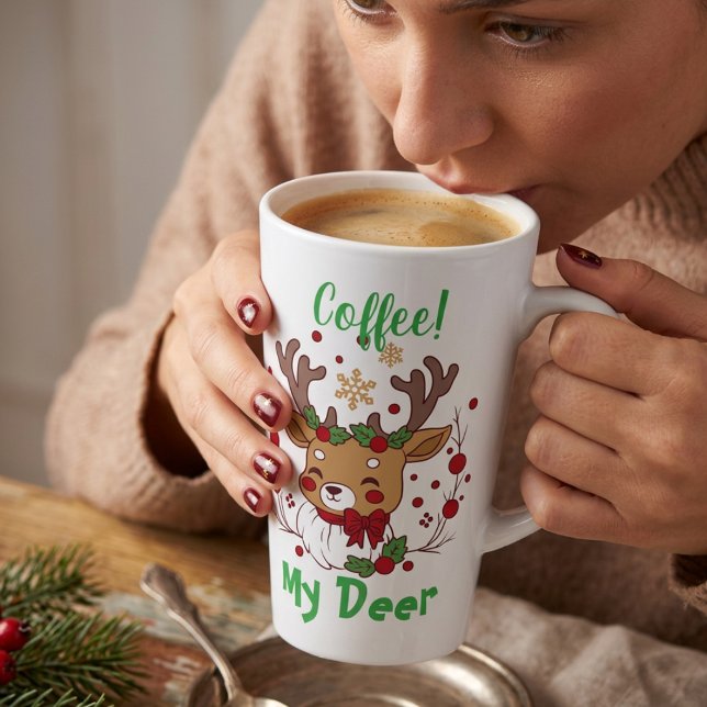 Latte Caneca de Café FUNNY Greens & Brown COFFEE Deer La (Criador carregado)