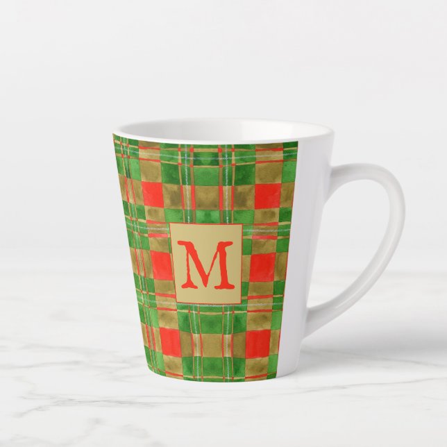 Latte Caneca de Café MAC GREGOR TARTAN + Inicial (Direita)