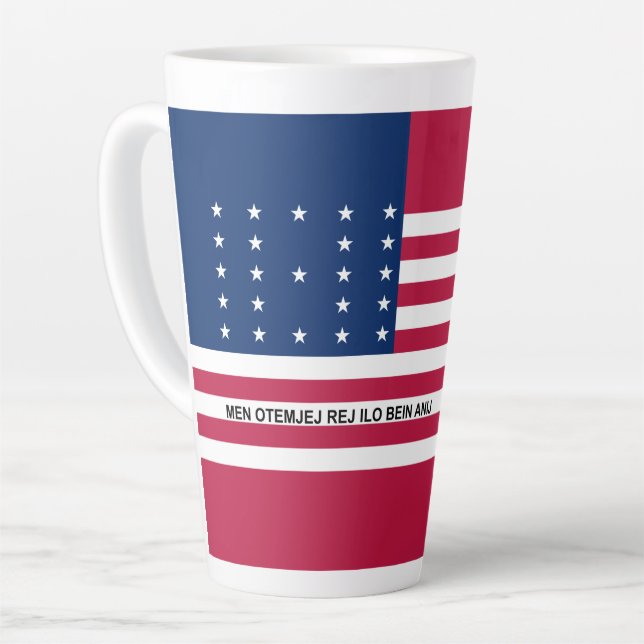 Latte Caneca de Café Patriótica com Bandeira do Atol de  (Ângulo esquerdo)