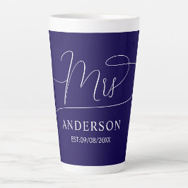 Latte Caneca de café personalizada clássica chique azul 