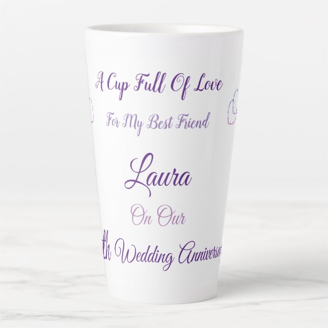 Latte Caneca de Café Personalizada com design de 4º Aniv (Frente)