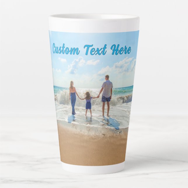 Latte Caneca de Café Personalizada com sua Foto e Texto (Frente)