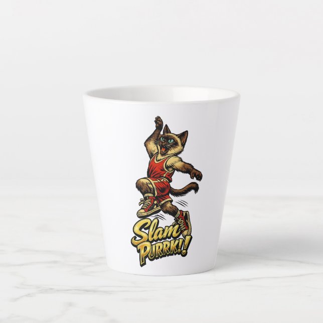 Latte Caneca de Café Personalizada de Basquete de Gato S (Frente)