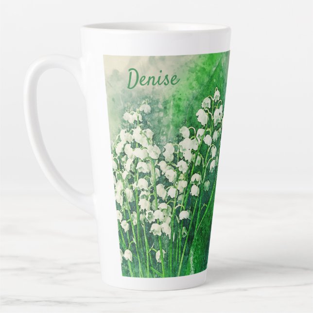 Latte Caneca de Café Personalizada Lírio-do-Vale (Esquerda)