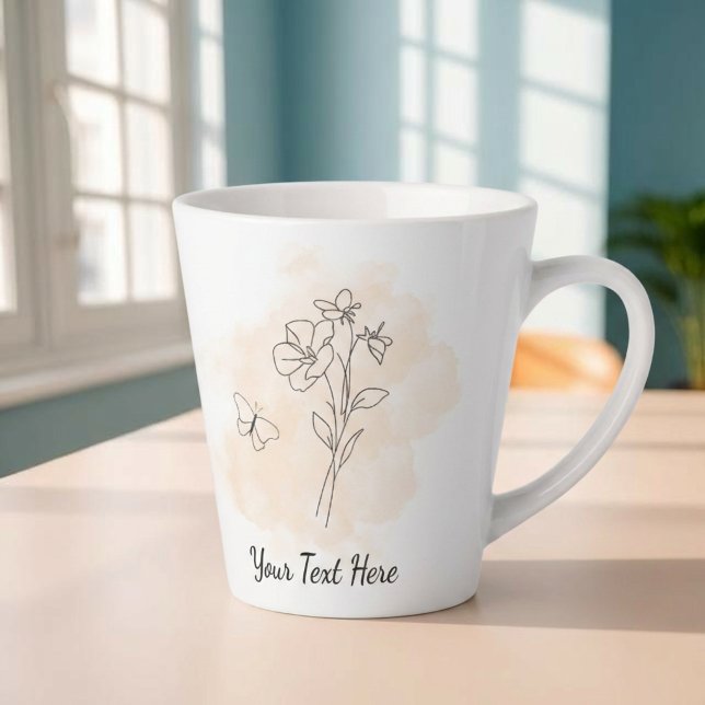 Latte Caneca de Café Personalizada Moderna Bege Aquarela (Criador carregado)