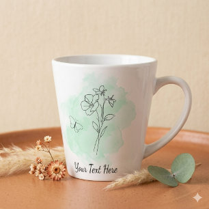 Latte Caneca de Café Personalizada Moderna Verde Aquarel