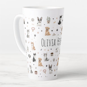 Latte Caneca de Café Personalizada para Amantes de Anima