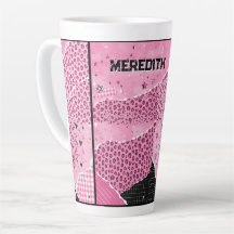 Caneca de Café Personalizada Rosa Colagem Leopardo