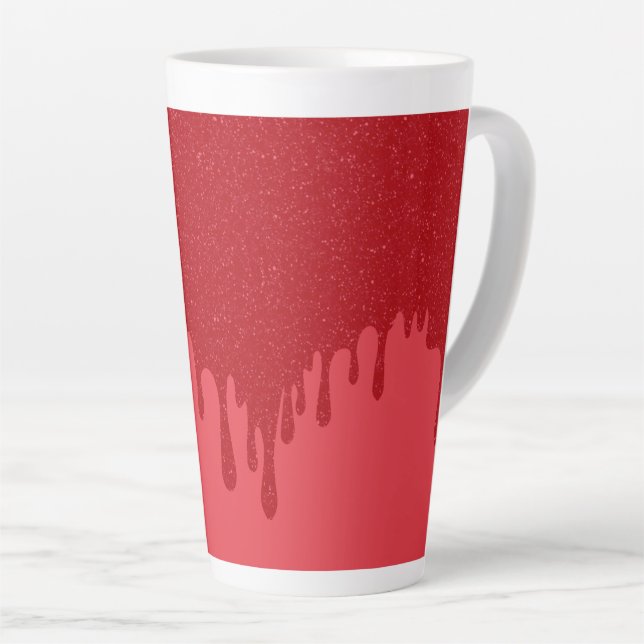 Latte Caneca de Café Personalizada Tomate Vermelho Brilh (Ângulo direito)