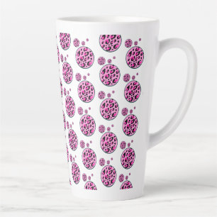 Latte Caneca de Café Preto Rosa Quente Leopardo Bolinhas