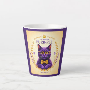Latte Caneca de Café Professor Purr-Ple™ – Permaneça Cur
