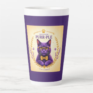 Latte Caneca de Café Professor Purr-Ple™ – Permaneça Cur